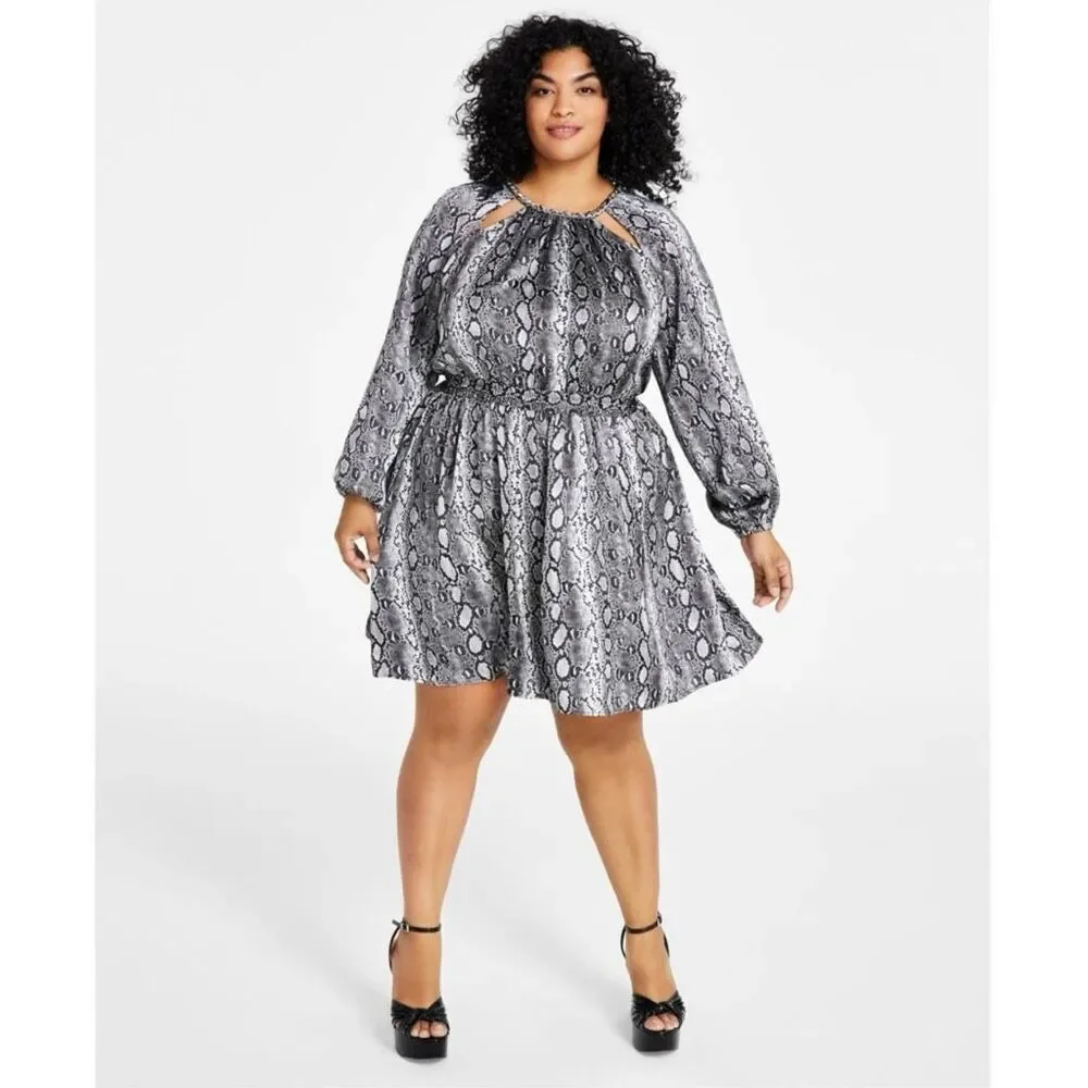 NWT Michael Kors above knee Cocktail Dress. Snake print Size 3X.